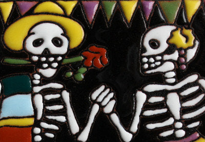 Dancing Couple Day-Of-The-Dead Clay Tile