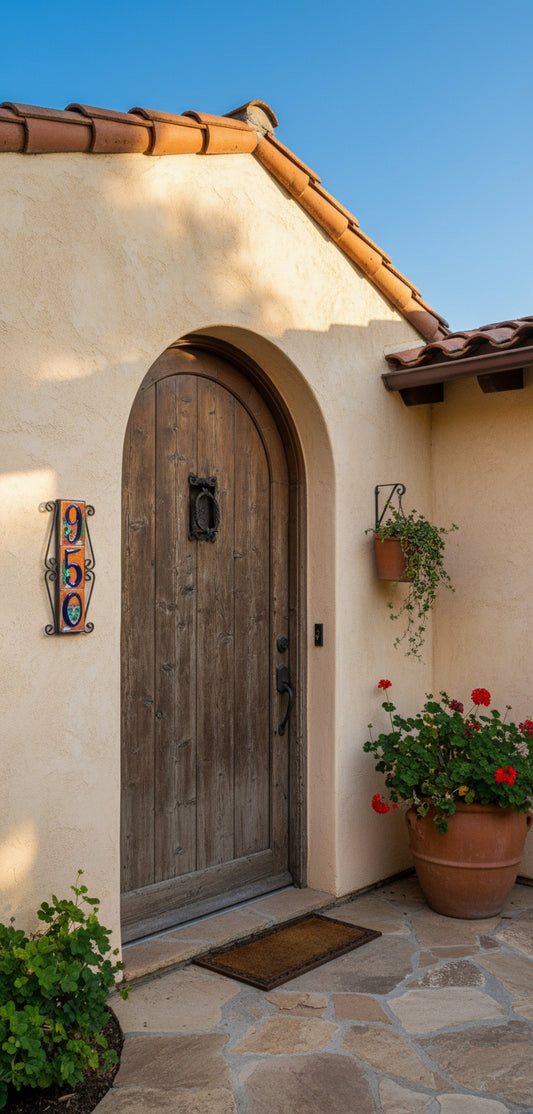 Vertical Scroll Wrought Iron Desert Tile Frame