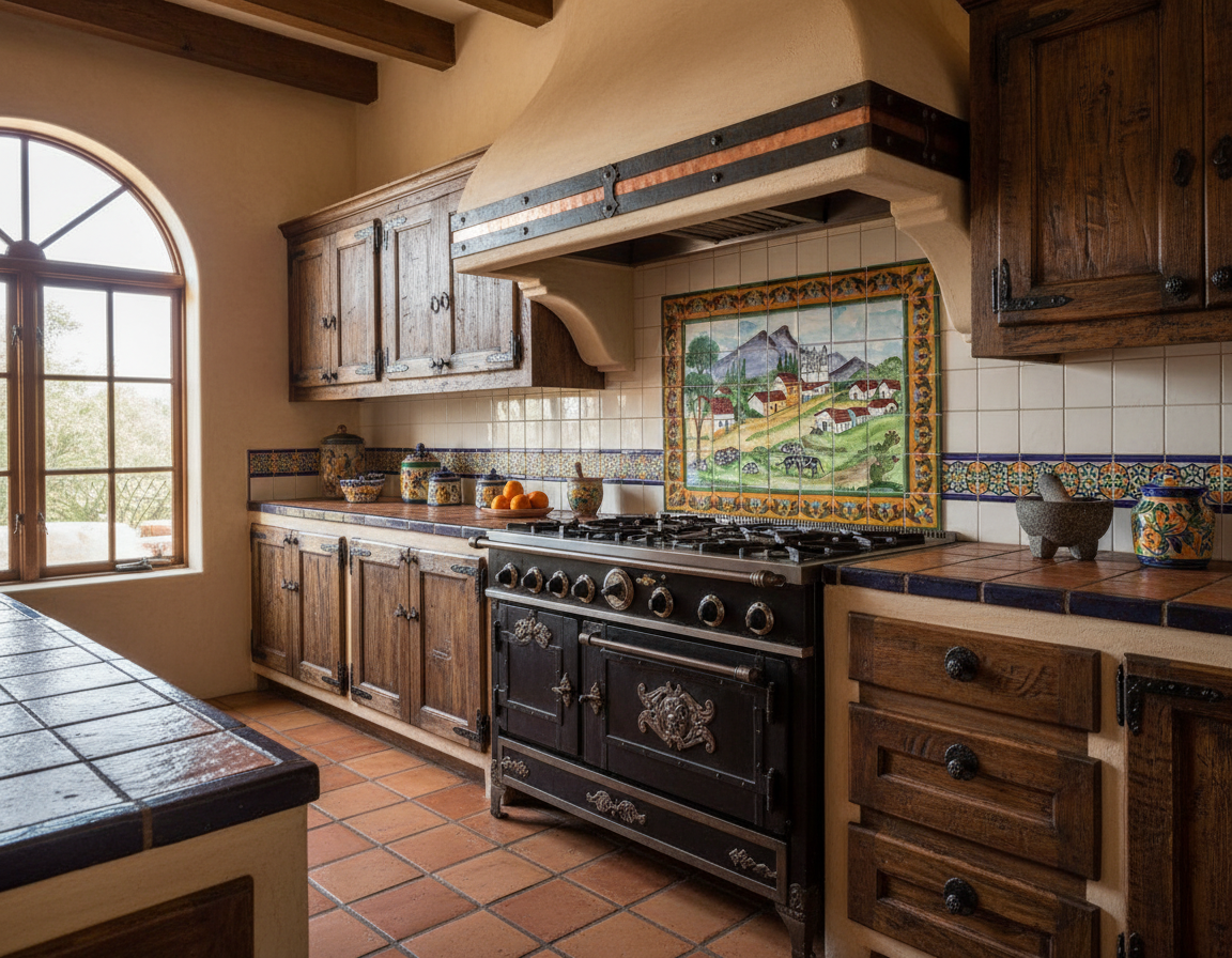 Spanish Town Talavera Tile Mural