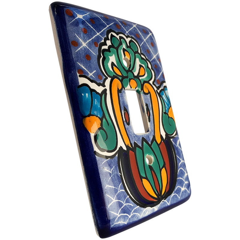 Blue Mesh Talavera Toggle Switch Plate
