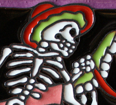 Horse Rider Day-Of-The-Dead Clay Tile