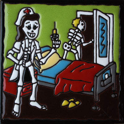 The Nurse Day Of The Dead Clay Tile