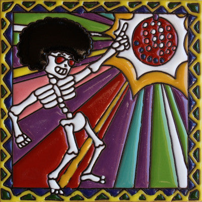 Disco Dancer Day Of The Dead Clay Tile