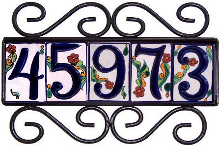 Horizontal Wrought Iron House Number Frame Colonial