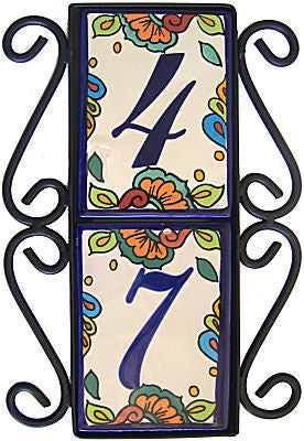 Vertical Scroll Wrought Iron Hacienda Tile Frame