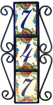 Vertical Scroll Wrought Iron Hacienda Tile Frame