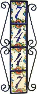 Vertical Scroll Wrought Iron Hacienda Tile Frame