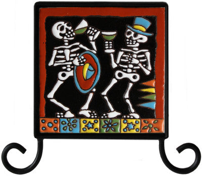 Wrought Iron Day Of The Dead Tile Frame Holder