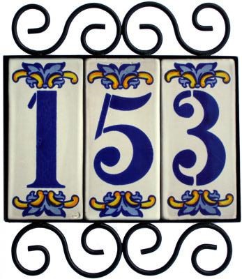Horizontal Wrought Iron House Number Frame Villa