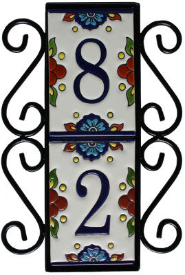 Vertical Scroll Wrought Iron Mission Tile Frame
