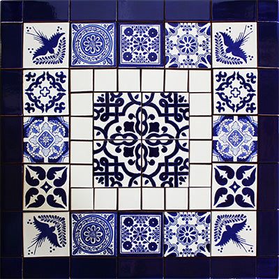 Cinza Mexican Tile Set Backsplash Mural