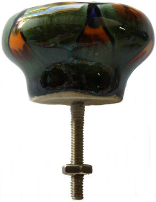 Round Peacock Talavera Ceramic Drawer Knob