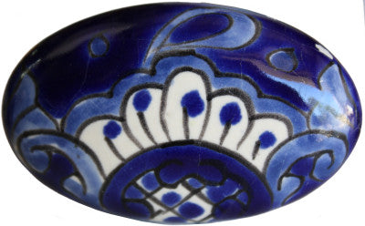 Oval Blue Talavera Ceramic Drawer Knob