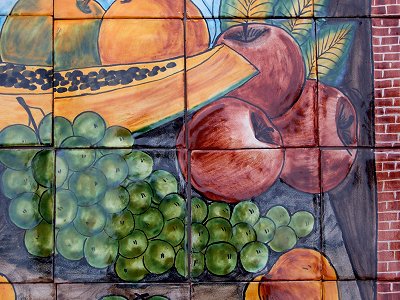 Fruit & Oil Bodegon Clay Talavera Tile Mural
