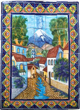 Volcano Clay Talavera Tile Mural