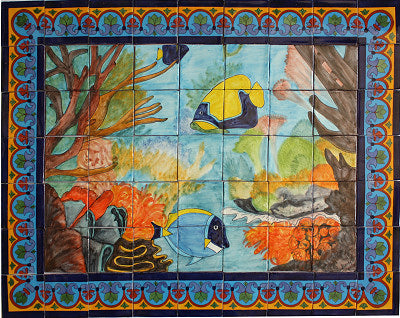 Coral Reef Clay Talavera Tile Mural