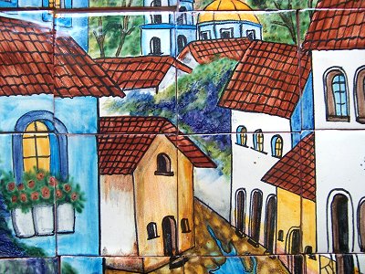 Volcano Clay Talavera Tile Mural