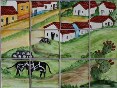 Spanish Town Talavera Tile Mural