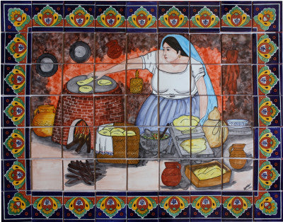 Tortilla Maker Clay Talavera Tile Mural