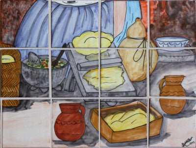 Tortilla Maker Clay Talavera Tile Mural