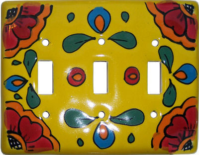 Canary Talavera Triple Toggle Switch Plate
