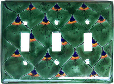 Peacock Talavera Triple Toggle Switch Plate