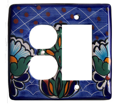 Decora-Outlet Blue Mesh Talavera Switch Plate