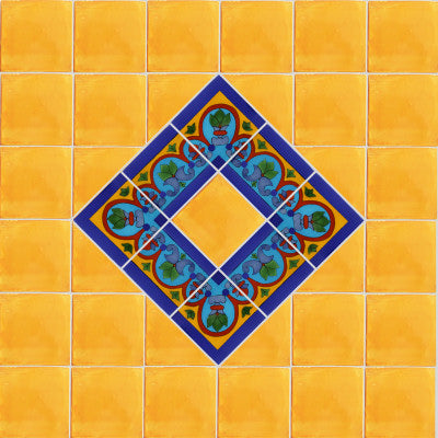 Aqua Border Talavera Tile
