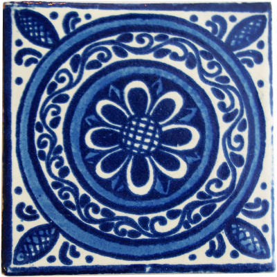 Blue Target Talavera Mexican Clay Tile