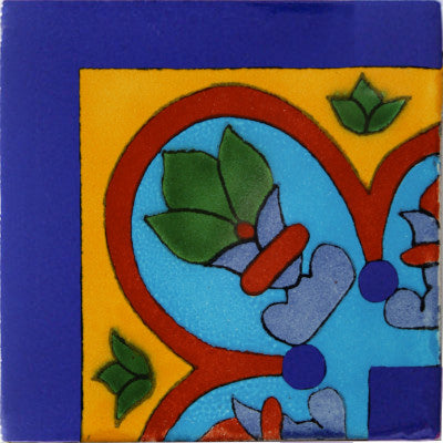 Corner Aqua Talavera Mexican Tile
