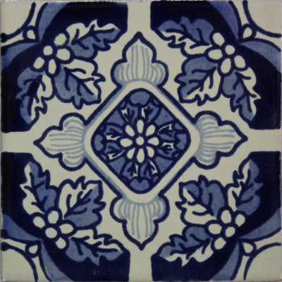 Blue Poinsettias Talavera Tile Coaster