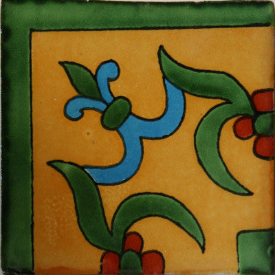 Corner Yellow Liz Flower Talavera Mexican Tile