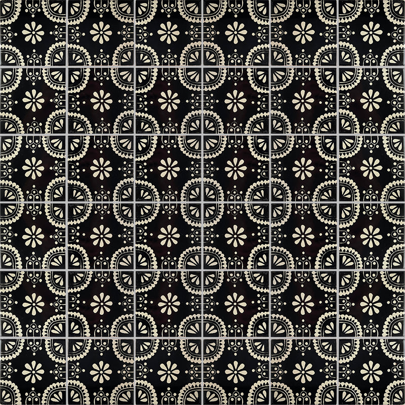 White & Black Madrid Talavera Mexican Tile