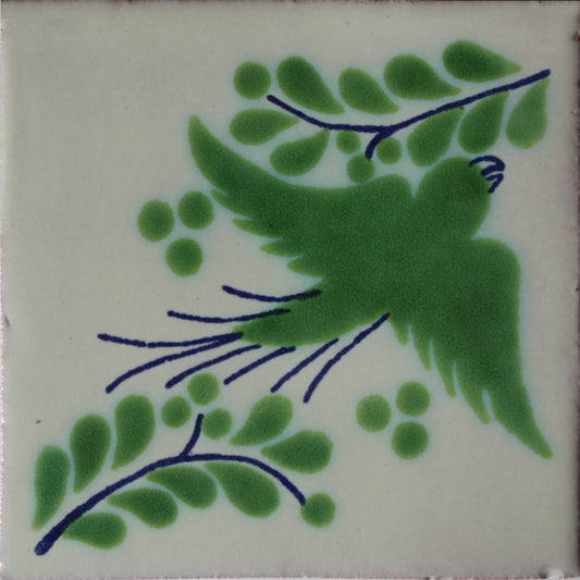 Green Bird Talavera Mexican Tile