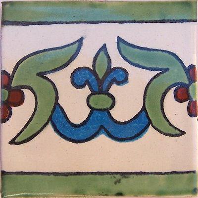 White Liz Flower Talavera Mexican Tile
