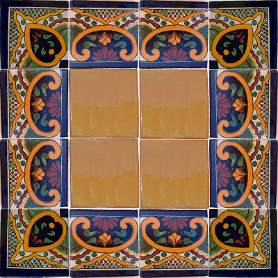 Greca C Talavera Mexican Corner Tile