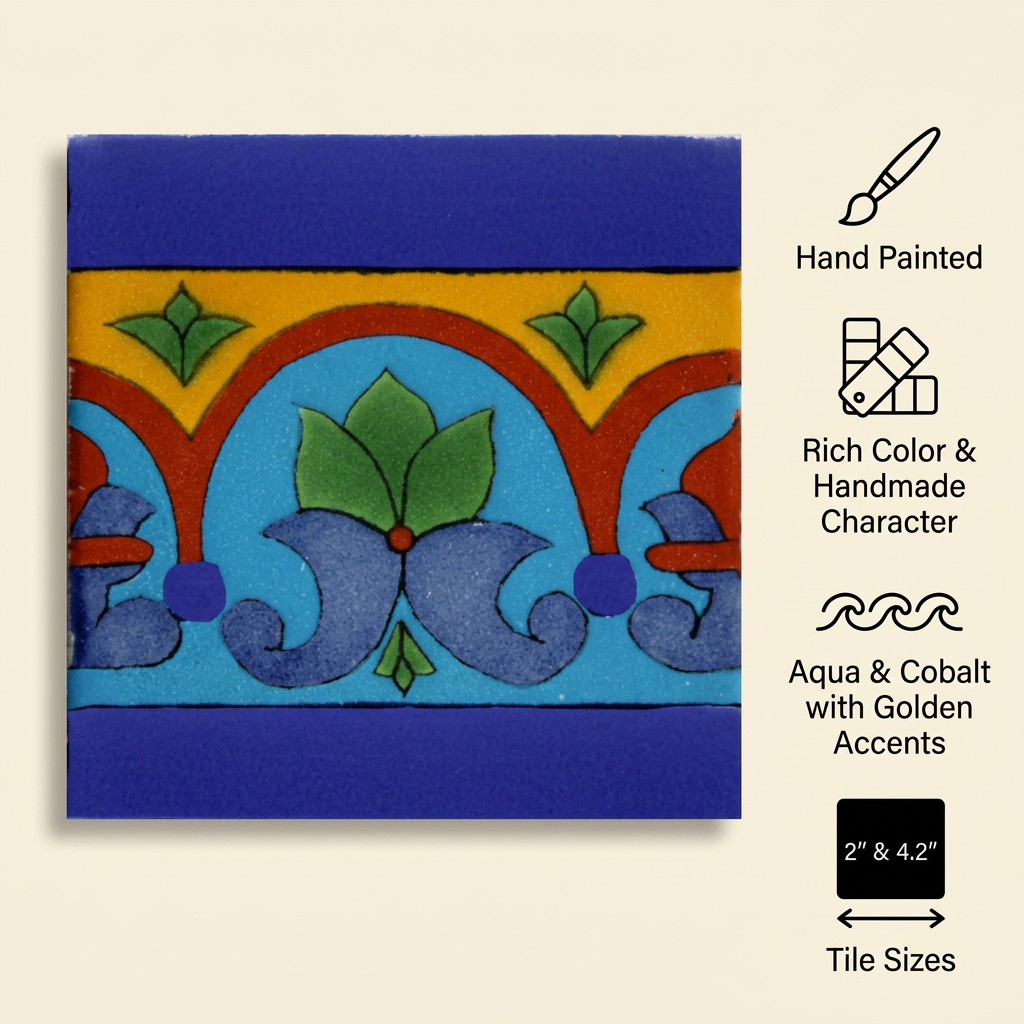 Aqua Border Talavera tile feature graphic