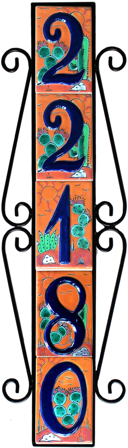 Vertical Scroll Wrought Iron Desert Tile Frame