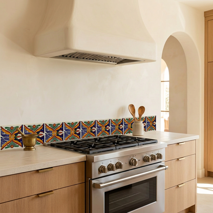 Modern Spanish kitchen with a low horizontal Tonichi backsplash