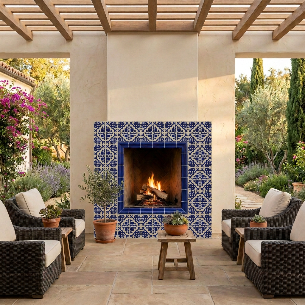 Palermo patio fireplace revised with smaller tile scale