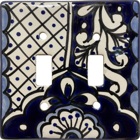 Traditional Blue Talavera Double Toggle Switch Plate