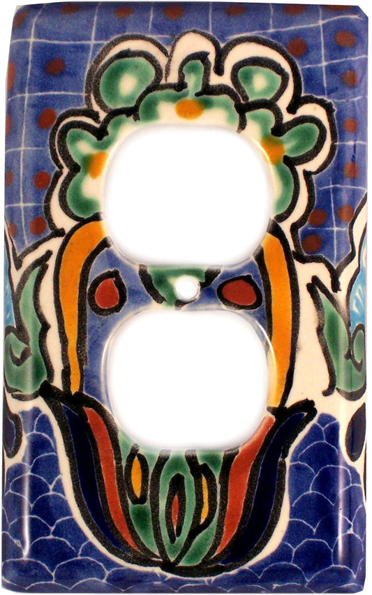 Blue Mesh Outlet Mexican Talavera Switch Plate