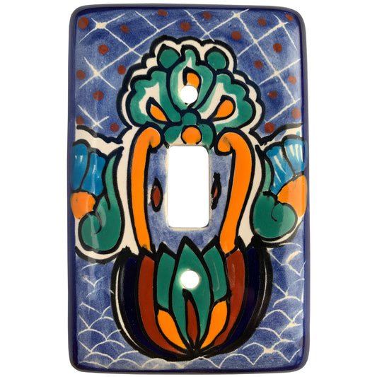 Blue Mesh Talavera Toggle Switch Plate