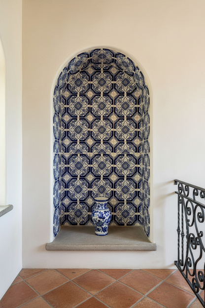 Blue Poinsettias Talavera Tile