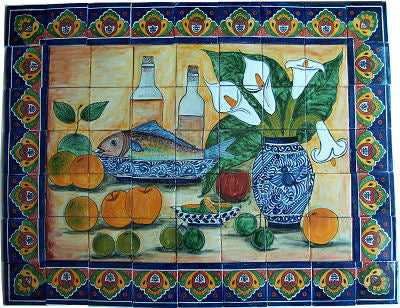 Fish Bodegon Clay Talavera Tile Mural