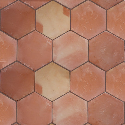 12" Hexagon Clay Saltillo Tile