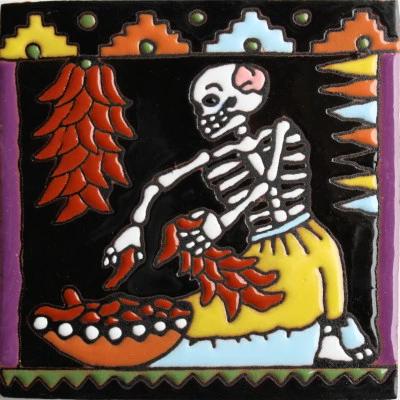 The Chile Trensas Day Of The Dead Clay Tile
