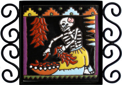 The Chile Trensas Day Of The Dead Clay Tile