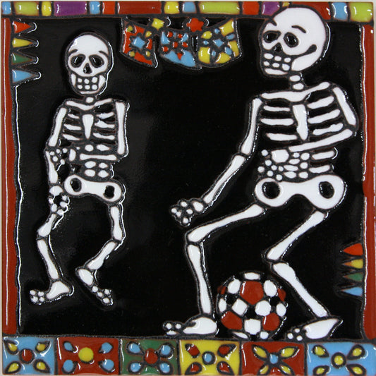 Soccer Day Of The Dead Clay Tile