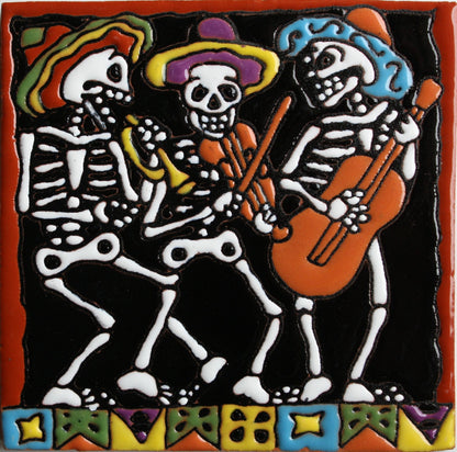 The Mariachi Day Of The Dead Clay Tile